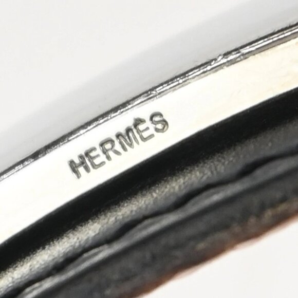 HERMES H Logo Constance Reversible Buckle Belt #75 Leather Black Silver 84RL373 - Picture 10 of 12
